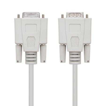 Nanocable Cable Serie RS232, DB9 M-H, Beige, 1.8m