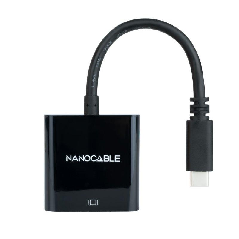 Nanocable Conversor USB-C/M a VGA/H Negro 10cm Nanocable Conversor USB-C/M a VGA/H Negro 10cm