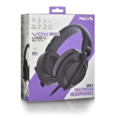NGS Auriculares Cable USB-C Control Vol. Negro