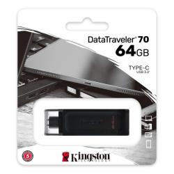 Kingston DataTraveler DT70 64GB USB C 3.2 Negro