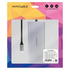 Nanocable Hub 12en1 USB-A/C+HDMI+DP+RJ45+TF+SD+AU