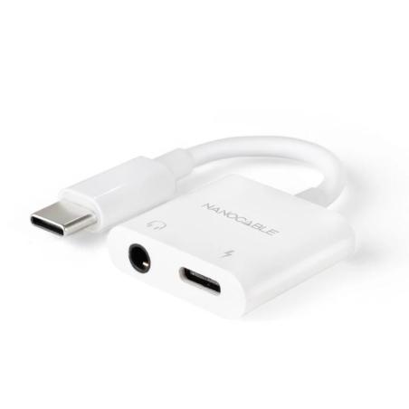 Nanocable Adaptador USB-C a Jack+USB-C/H PD 60W