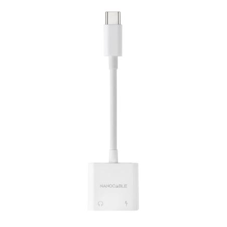 Nanocable Adaptador USB-C a Jack+USB-C/H PD 60W