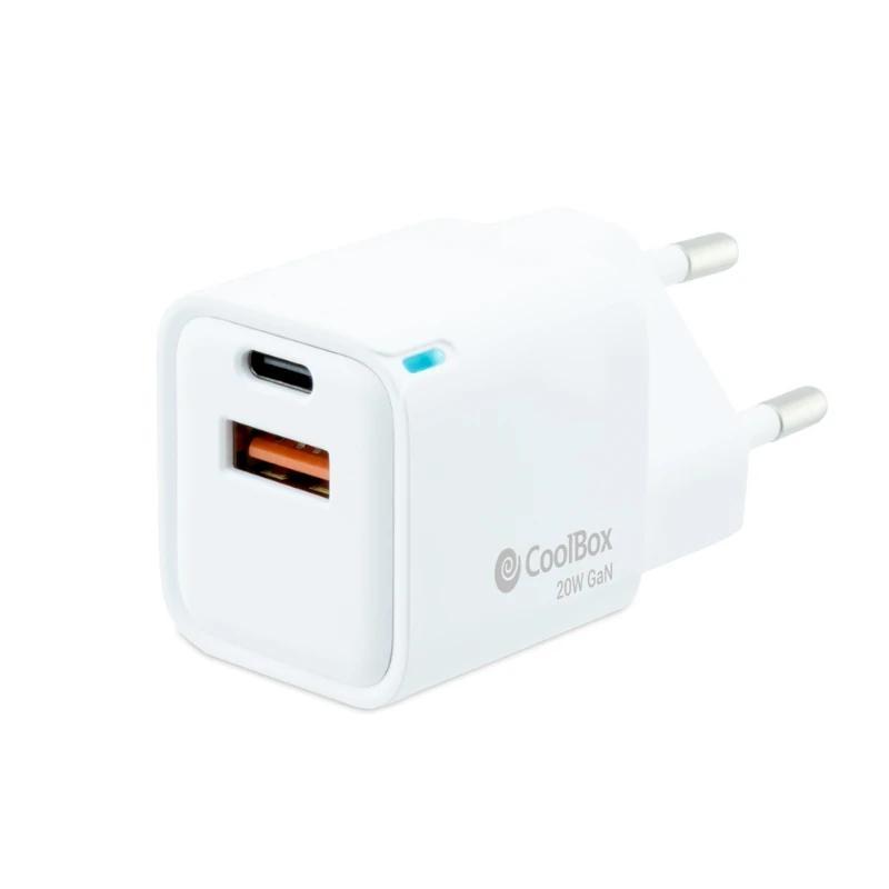 Coolbox Cargador Gan 20W USB-C/USB-A PARED Coolbox Cargador Gan 20W USB-C/USB-A PARED