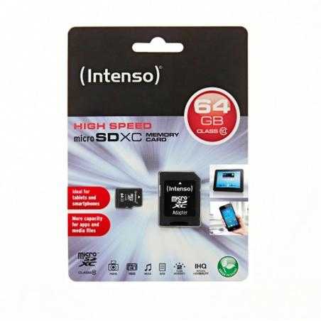 Intenso 3413490 Micro SD clase 10 64GB c/adapt