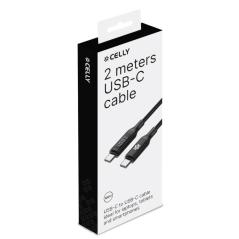 Celly Cable UsbC-UsbC2 2Mt Led BK 100w