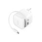 Intenso Cargador GaN W65ACIC retráctil Blanco Intenso Cargador GaN W65ACIC retráctil Blanco
