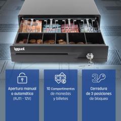 iggual Cajón Portamonedas IRON-10 38cm 4+6 negro