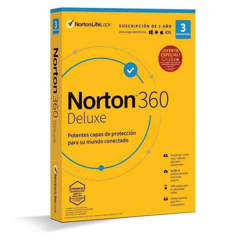 NORTON 360 Deluxe 25GB ES 1us 3 dispositivos 1A