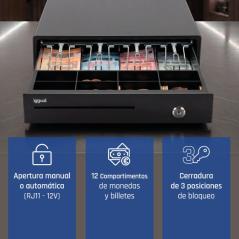 iggual Cajón Portamonedas IRON-15 37cm 4+8 negro