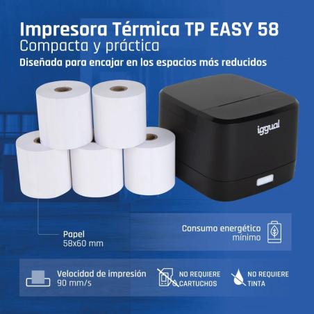 iggual Impresora térmica tickets TP EASY 58 USB+RJ