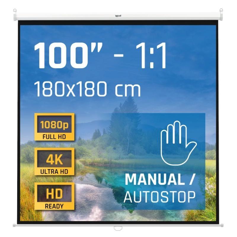 iggual Pantalla manual 1:1 100" 180x180 cm iggual Pantalla manual 1:1 100" 180x180 cm