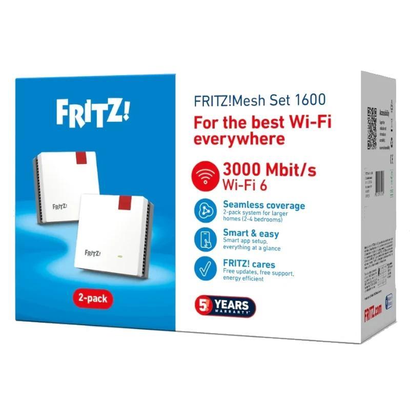 Fritz! Mesh WiFi Set 1600 2-pk Repeater WiFi6 Fritz! Mesh WiFi Set 1600 2-pk Repeater WiFi6