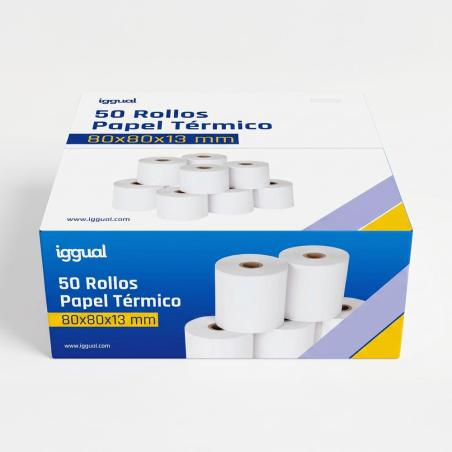 iggual Caja 50 rollos papel térmico sin BPA 80x80
