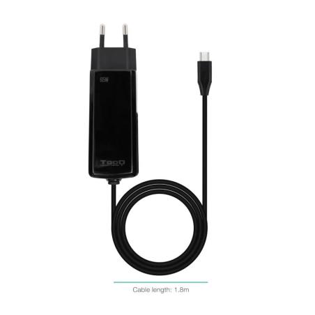 Tooq Cargador portátil GAN USB-C PD 65W Cúbico