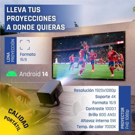 iggual Pack proyector 4K + lona proyección120"