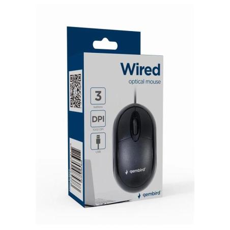 GEMBIRD Ratón óptico USB 3 botones cable Negro