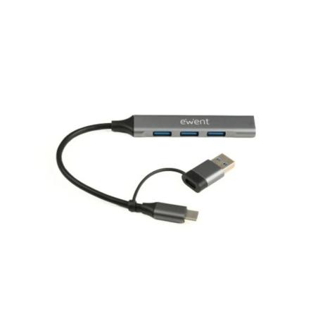 EWENT HUB USB-A-C 5Gbps 3puertos 3.1 USB A alum