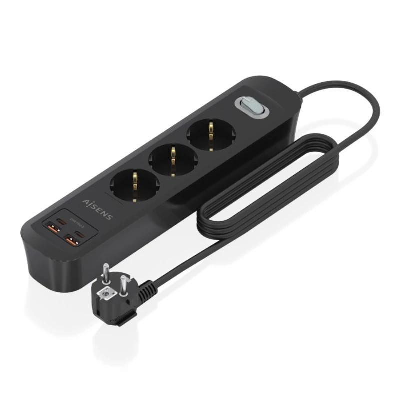 Aisens Regleta 3 tomas interruptor PD 2xUSBC 2xUSB Aisens Regleta 3 tomas interruptor PD 2xUSBC 2xUSB
