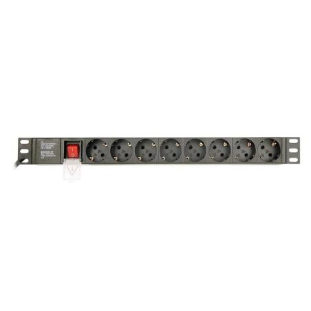 Gembird PDU 8 tomas Schuko1U, 10A,enchufe C14 3 m
