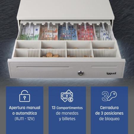 iggual Cajón Portamonedas IRON-50W 42cm 5+8 blanco