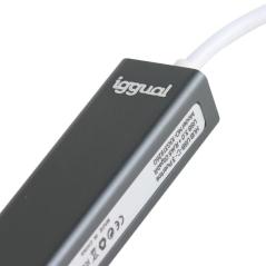 iggual Hub tipo C 3 puertos USB 3.0 + RJ45 Gigabit