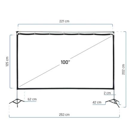 iggual Pantalla exterior portable 100" 221x124 cm