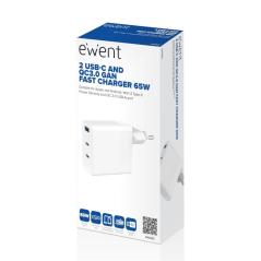 EWENT Cargador carga rapido 65w usb-c y usb-a