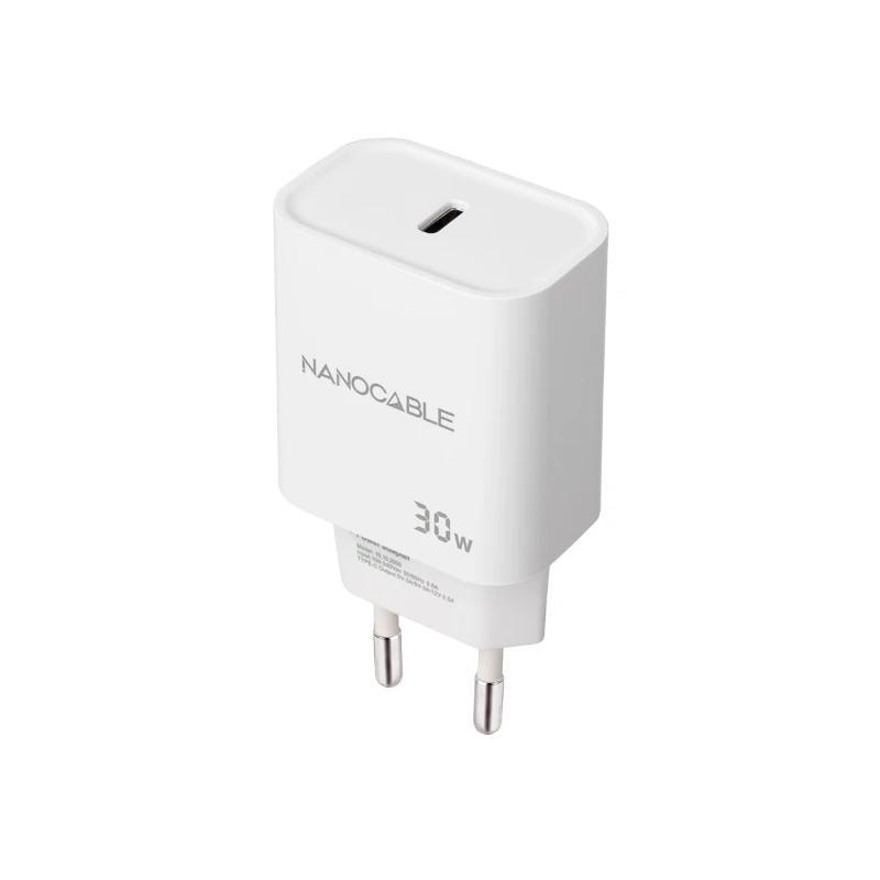 Nanocable Cargador pared USB-C PD 30W Blanco Nanocable Cargador pared USB-C PD 30W Blanco