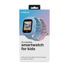 Celly Smartwatche Kids 4G 2 Correas Azul y Rosa