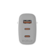 Celly Cargador Gan 1Usb 2Usb-C 65w WH