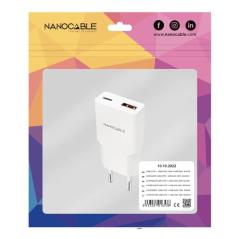 Nanocable Cargador USB-C/PD + USB-A/QC 20W Blanco