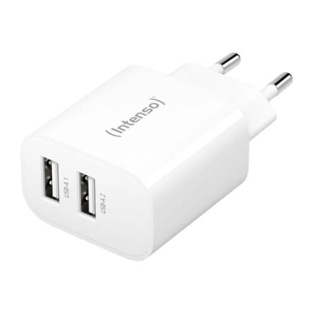 Intenso | Cargador pared W24AA|2xUSB-A|blanco