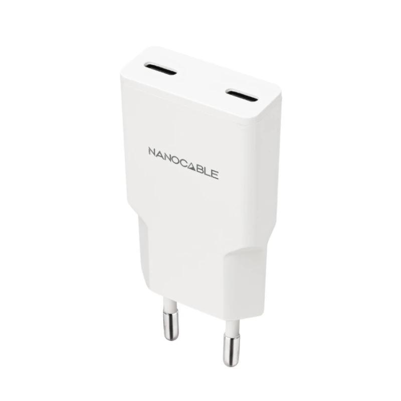 Nanocable Cargador 2xUSB-C/PD 30W Blanco