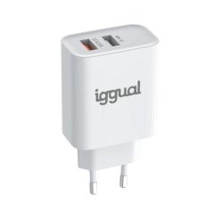 iggual Cargador doble 2xUSB carga rápida QC3.0 30W