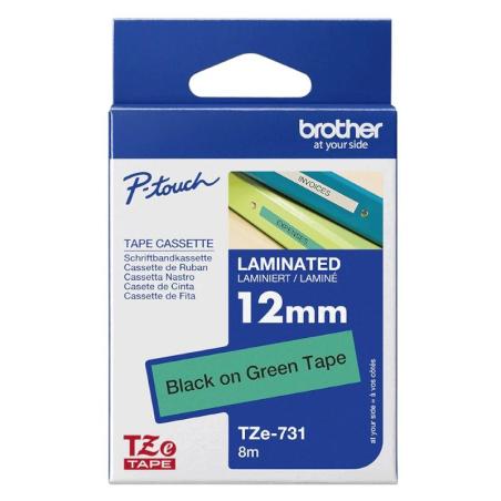 Brother Cinta Laminada Negro/Verde 12 mm