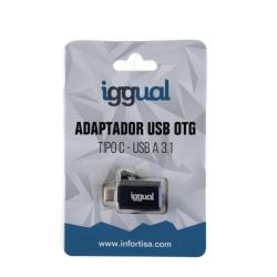 iggual Adaptador USB OTG tipo C a USB-A 3.1 negro