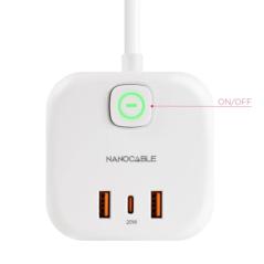 Nanocable Base de enchufe con 3 USB c/ interruptor