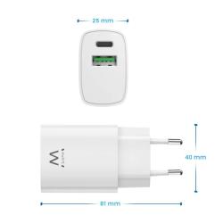 EWENT Cargador rapido Q3 20w Usb-C y Usb-A