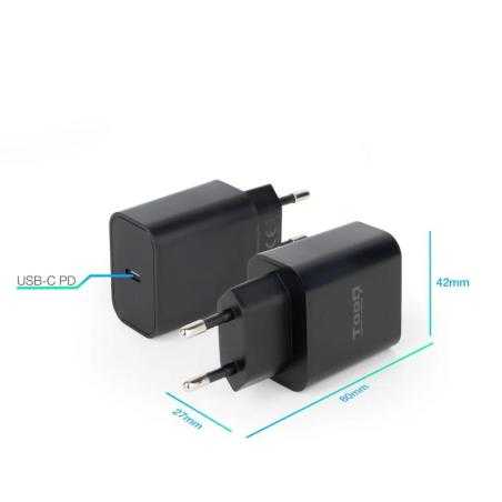 Tooq Cargador pared USB-C PD3.0 20W Negro