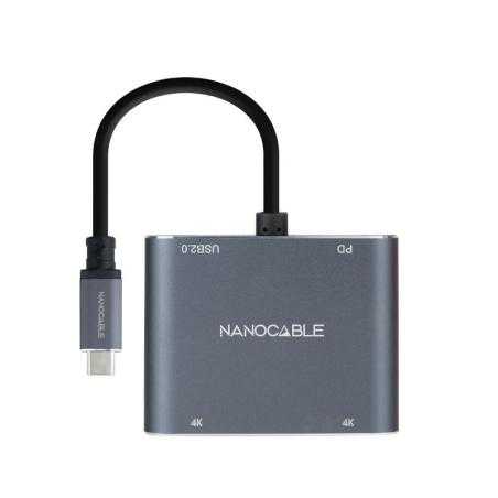 Nanocable Converosr USB-C a 2xHDMI/USB2.0/PD